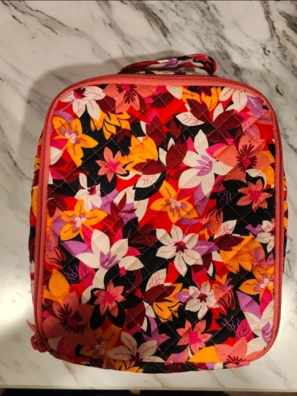 Vera Bradley Quilted Rosa Floral Lunch Box - Pink Orange Multi